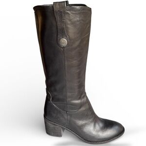 Kork-Ease Tall Pull-On Black Genuine Leather Boots with 3” Heel Size 10 NWOT